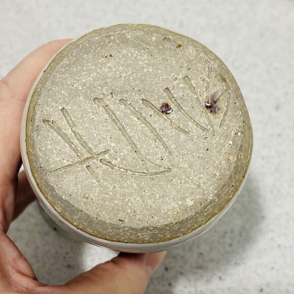 Vintage OOAK handcrafted signed stoneware sake bottle studio pottery gray blue - Picture 8 of 8